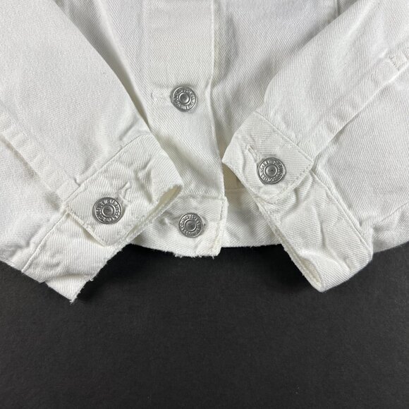 Y2K Levi's Trucker Jean Jacket Women's Junior's Large White Distressed Denim - Picture 6 of 16